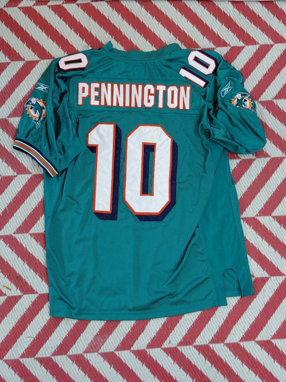 Miami Dolphins Jersey Mens 50 NFL Reebok Chad Pennington Footba